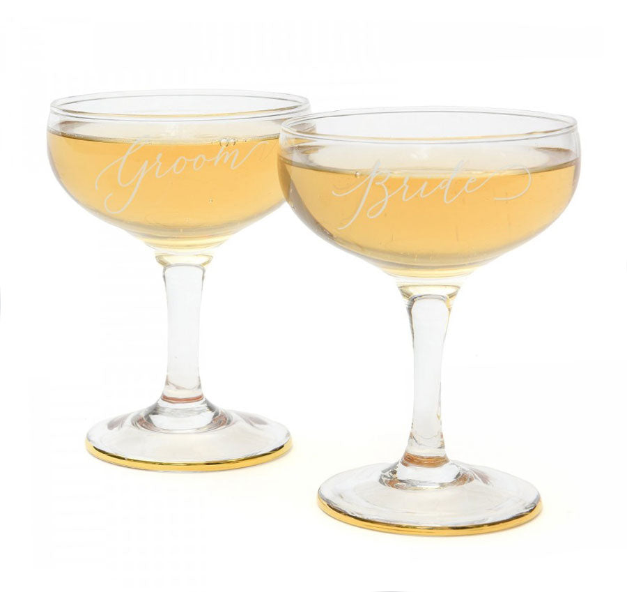 Bride and Groom Toasting Coupes