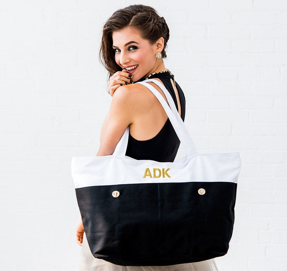 Large Black &amp; White Bridesmaid Tote Bag