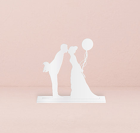 Leaning in Silhouette Acrylic Cake Topper - White