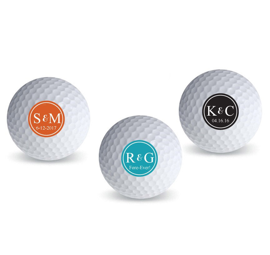 Monogram Circle Golf Ball Favors