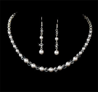 Crystal &amp; Pearl Wedding Jewelry Set