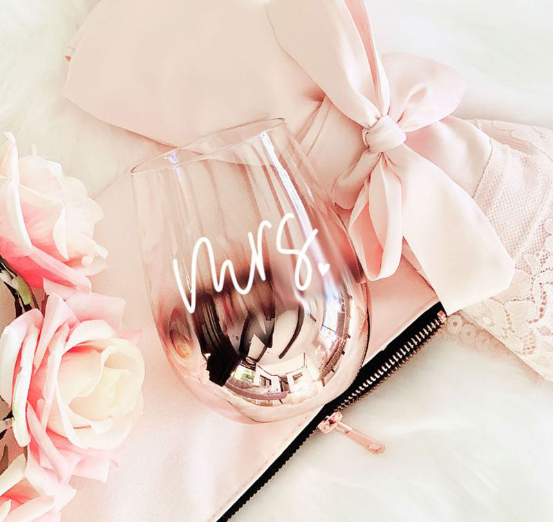 Mrs Stemless Wine Glass