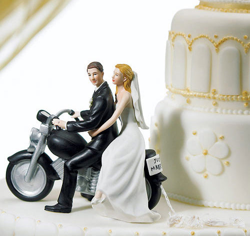 Motorcycle Bride &amp; Groom Cake Topper