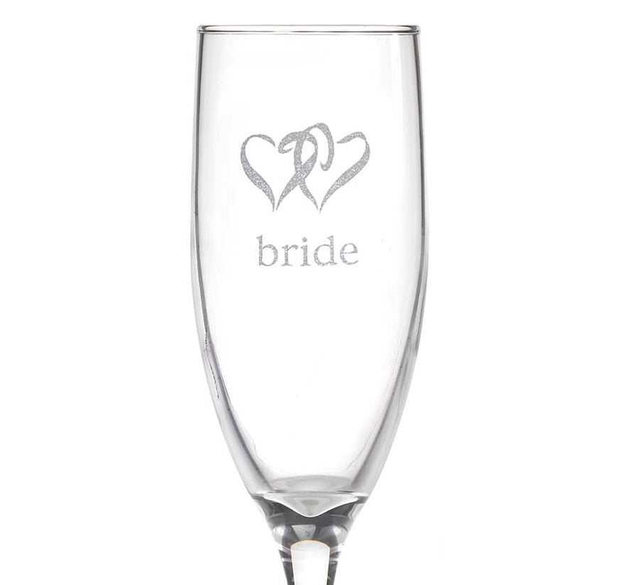 Bride &amp; Groom Hearts Wedding Toasting Flutes