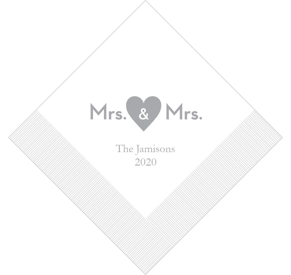 Mrs &amp; Mrs Heart Wedding Napkins