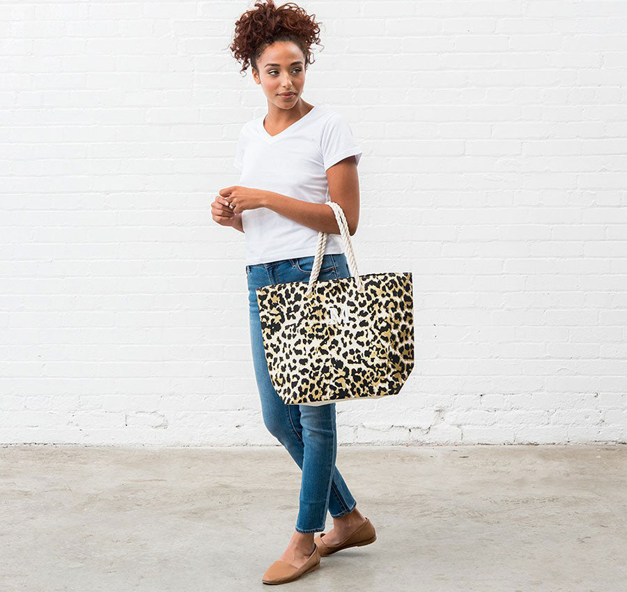 Personalized Bridesmaid Tote Bag - Leopard Print
