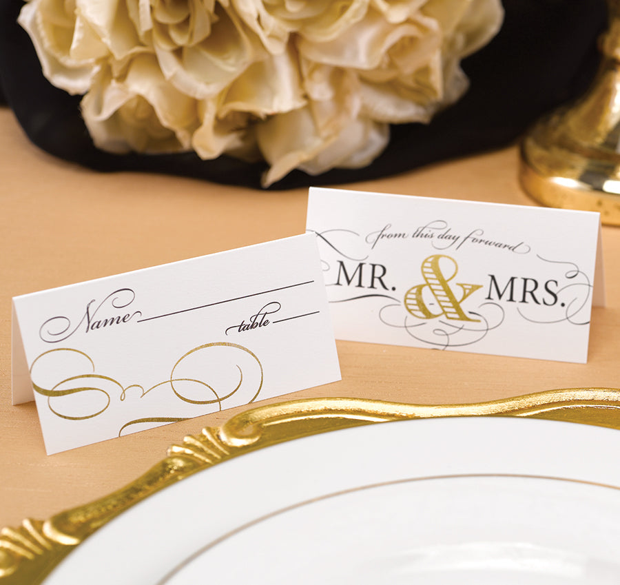 Golden Elegance Wedding Place Cards