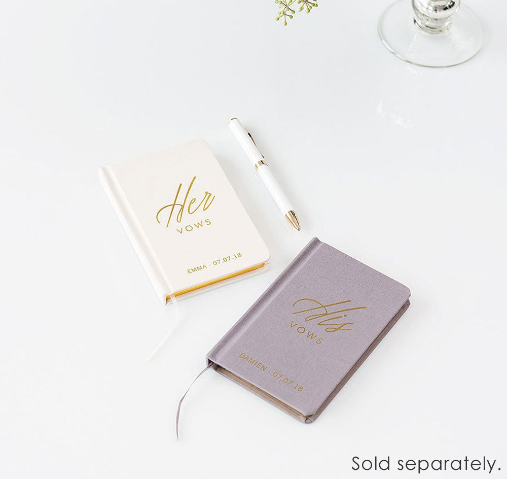 Ivory Linen Wedding Vow Book - Hers