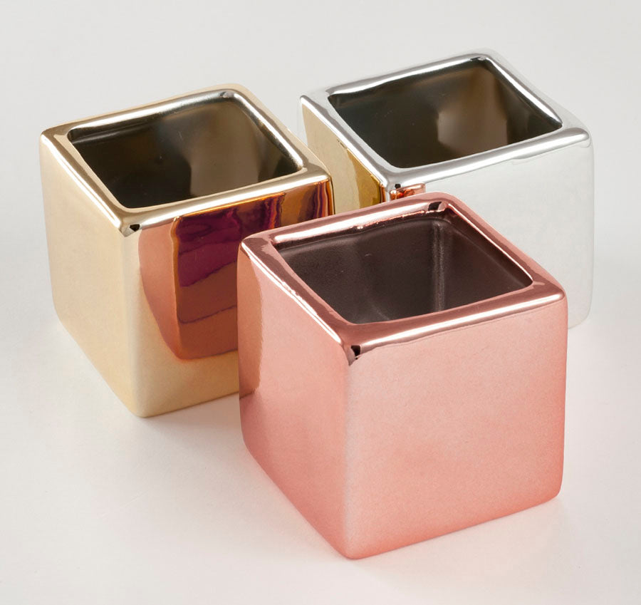 Metallic Wedding Favor Flower Pots