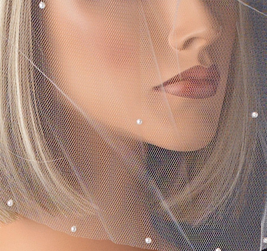 Scattered Pearls Birdcage Blusher Bridal Veil