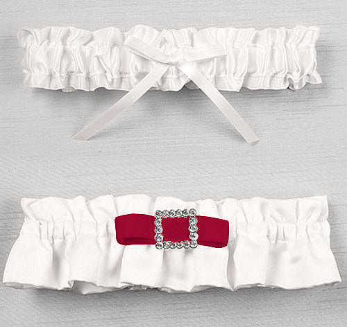 Glamour in Color Wedding Garter Set Ivory / Honeysuckle