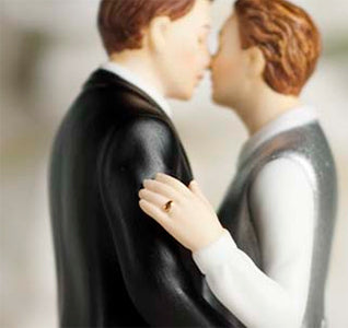 Romantic Gay Grooms Cake Topper