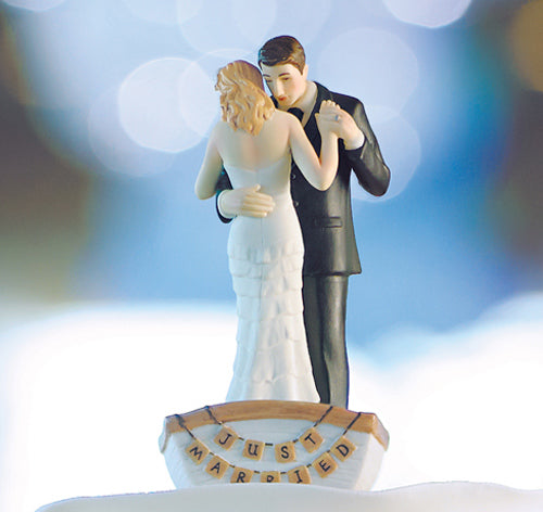 Rowboat Bride &amp; Groom Cake Topper