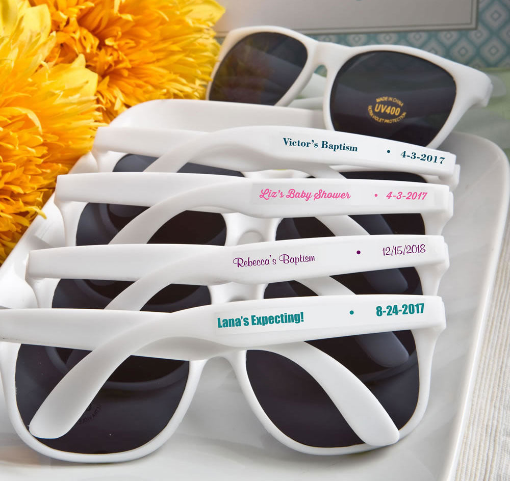 Personalized Sunglass Favors - White