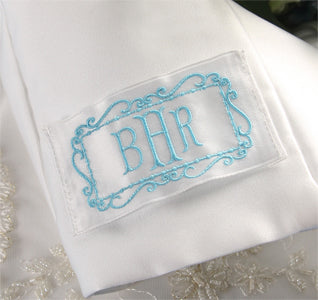Frame Border Monogram Wedding Dress Label