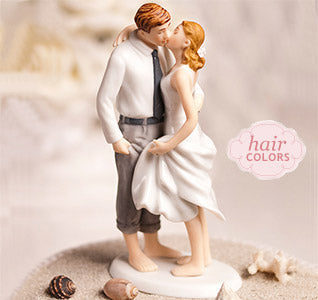 Beach Getaway Bride &amp; Groom Cake Topper