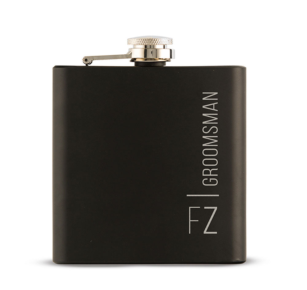 Initial Black Groomsmen Flask