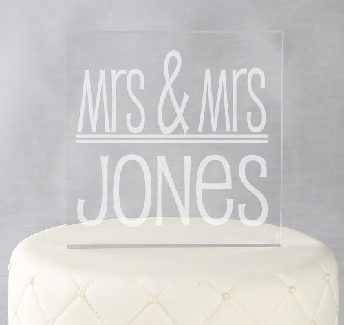 Mrs. &amp; Mrs. Cake Topper - Square