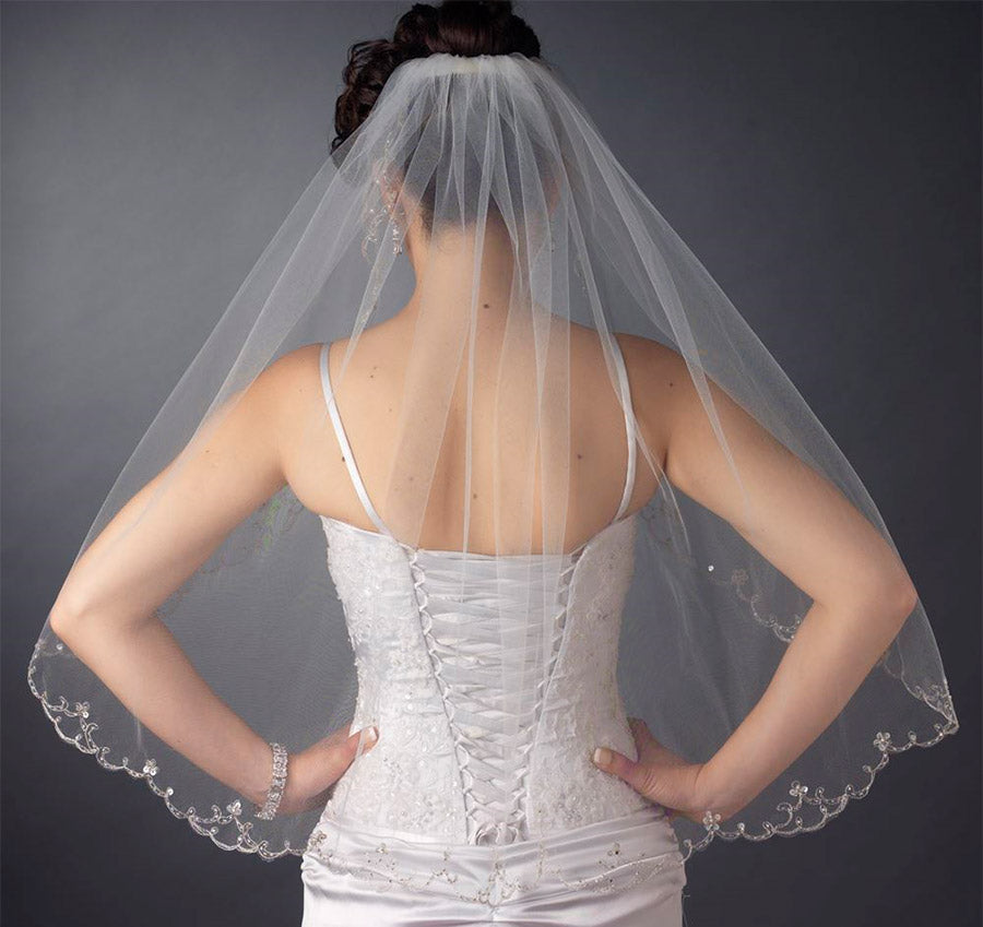 Scalloped Embroidered Edge Bridal Veil