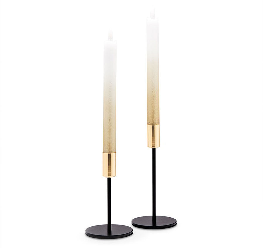 Modern Tiered Taper Candle Holders - Set of 2