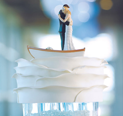 Rowboat Bride &amp; Groom Cake Topper