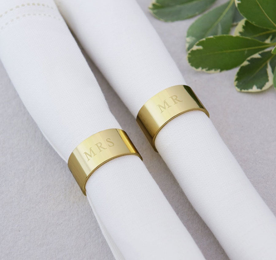 Mr and Mrs Gold Napkin Rings