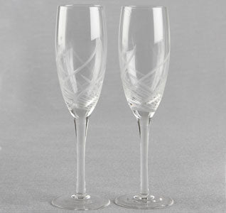 Etched Design Wedding Toasting Flutes