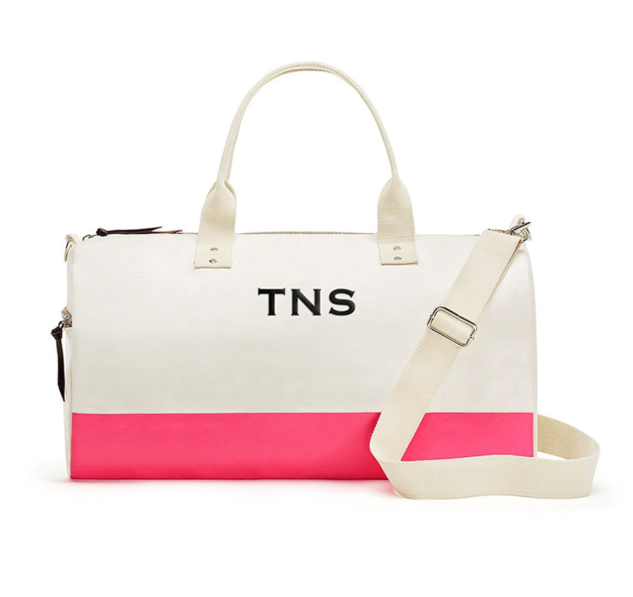 Personalized Canvas Weekender Bag - Pink