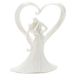 Stylish Embrace Bride &amp; Groom Heart Cake Topper