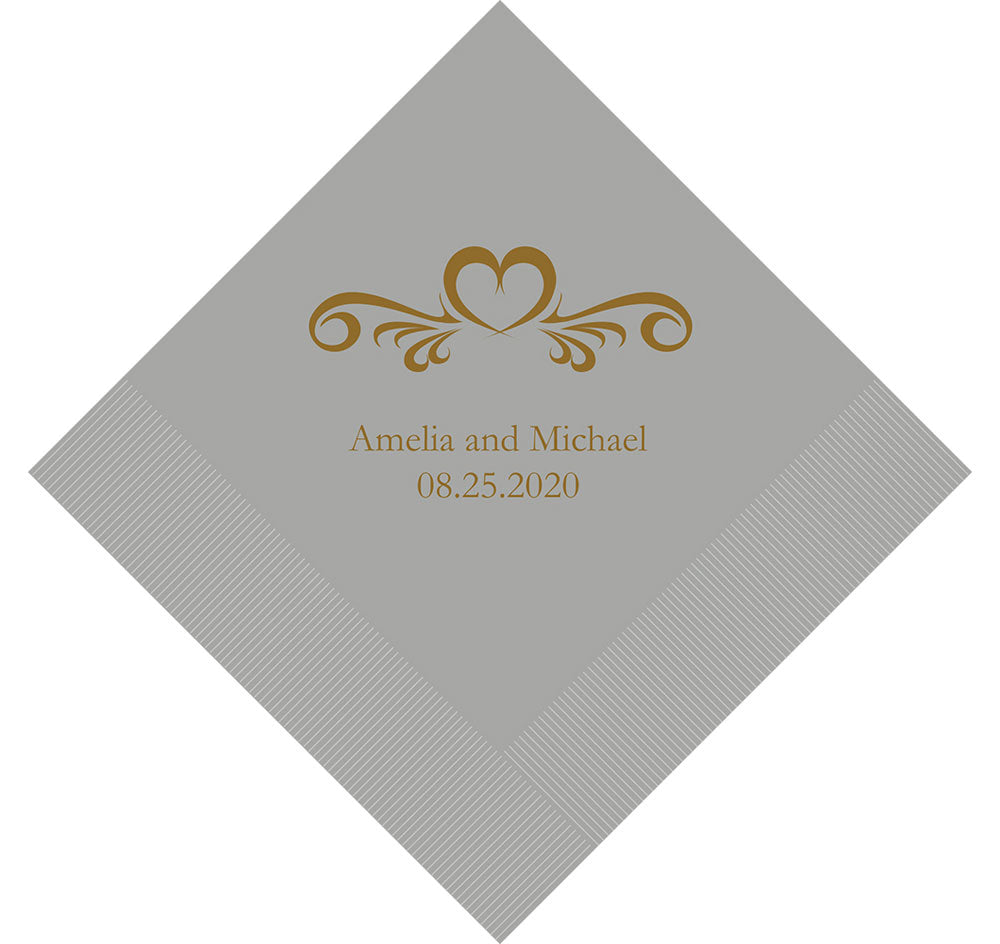 Heart Swirl Personalized Wedding Napkins