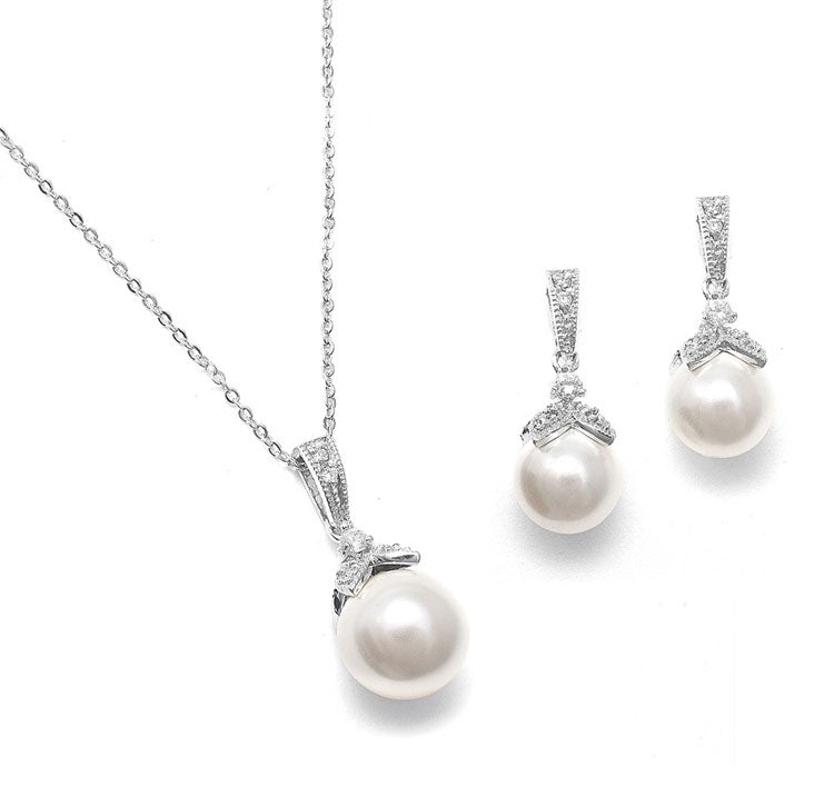 Pearl Drop Wedding Jewelry Set