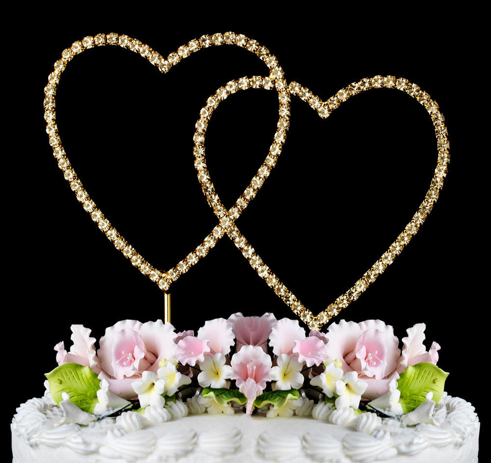 Renaissance Swarovski Crystal Gold Double Heart Topper