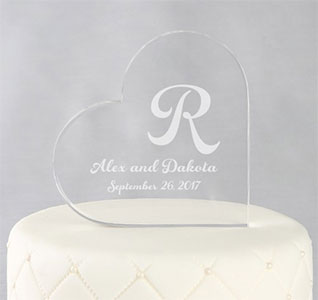 Heart Initial Custom Wedding Cake Topper
