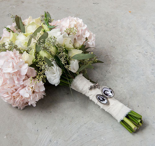 Custom Bouquet Locket - Antique Silver