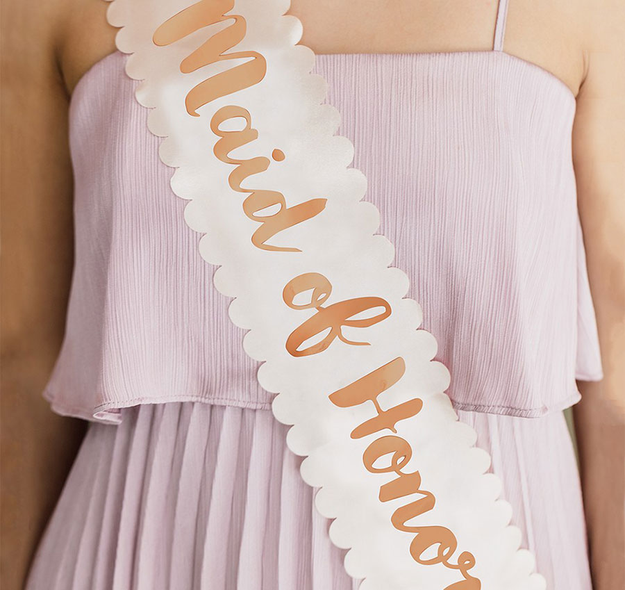 Blush Satin Maid of Honor  Sash