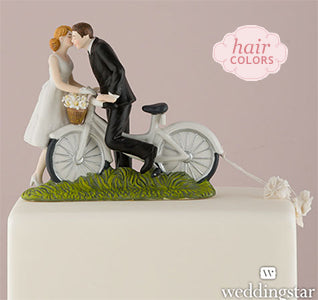 Bicycle Kiss Bride &amp; Groom Cake Topper