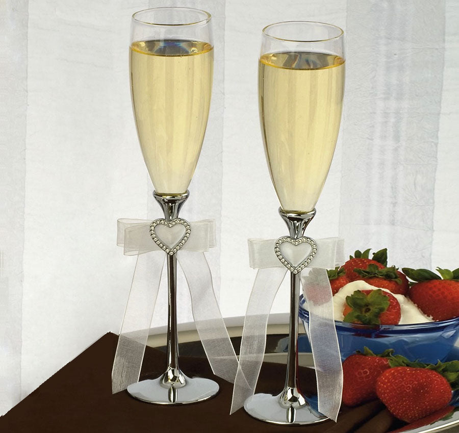 Heart Buckle Wedding Toasting Flutes