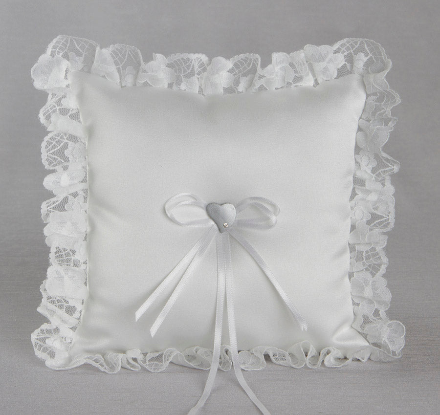 Silver Heart Ring Bearer Pillow