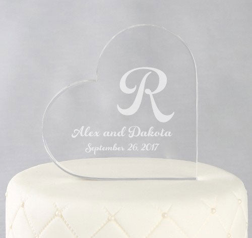 Heart Initial Custom Wedding Cake Topper