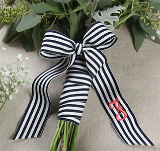 Grosgrain Stripe Bridal Bouquet Wrap with Tails