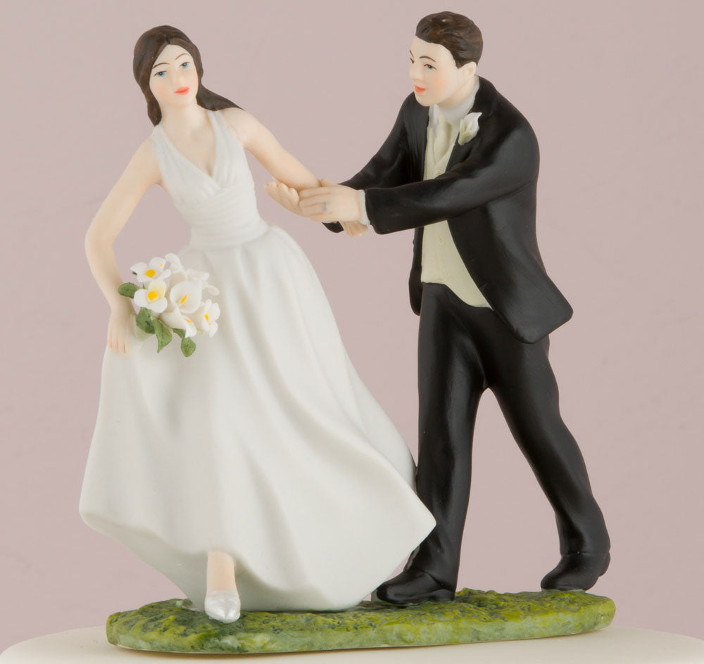 Race to the Altar Bride &amp; Groom Cake Topper