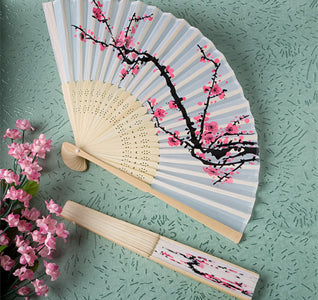 Cherry Blossom Silk Wedding Fans