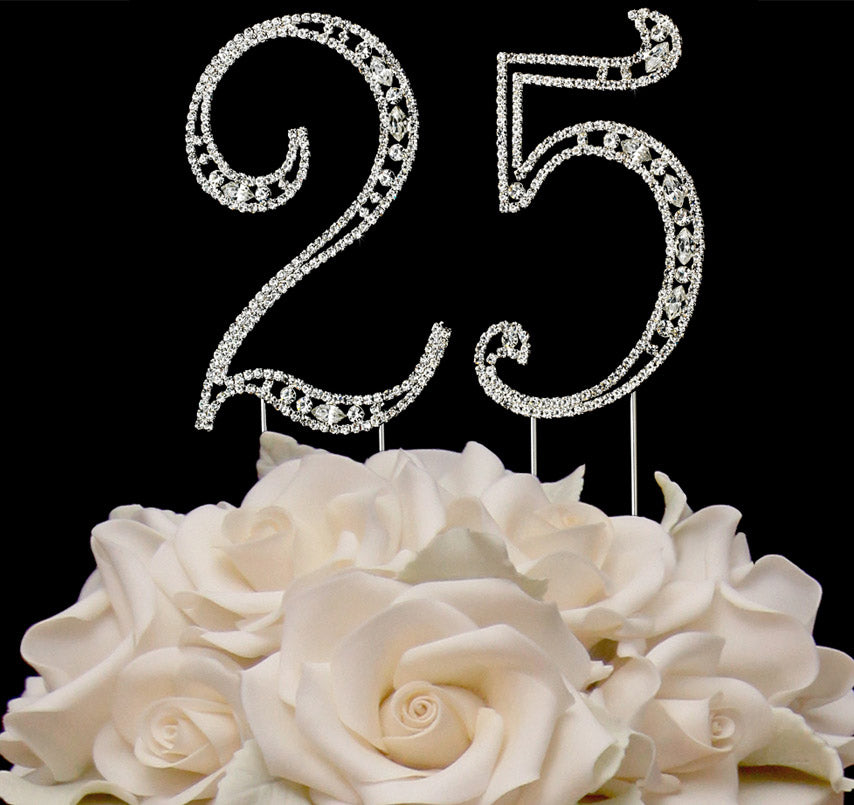 Vintage 25th Swarovski Crystal Cake Topper