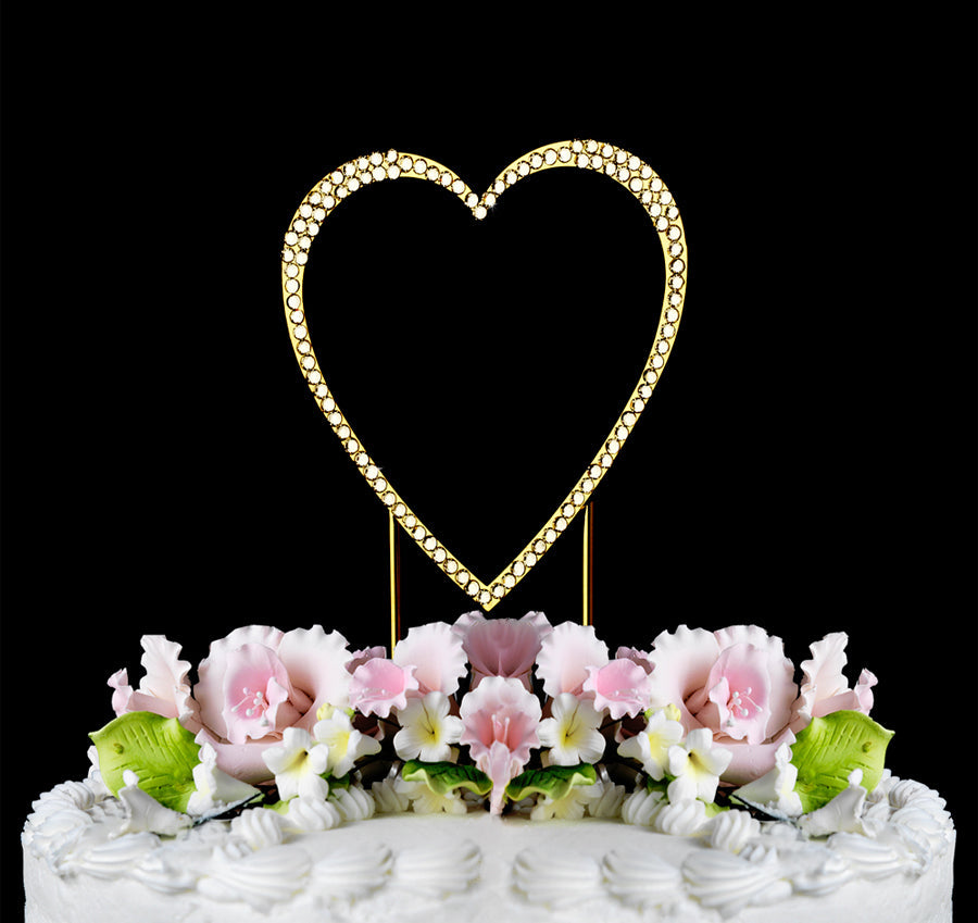 Swarovski Crystal Heart Gold Cake Topper