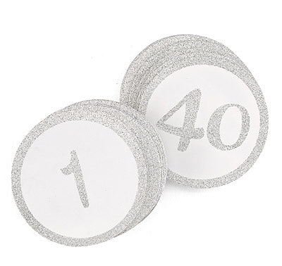 Silver Glitter Table Numbers - (1-40)