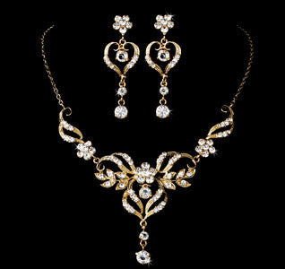 Elegant Rhinestone Curling Heart Bridal Jewelry Set