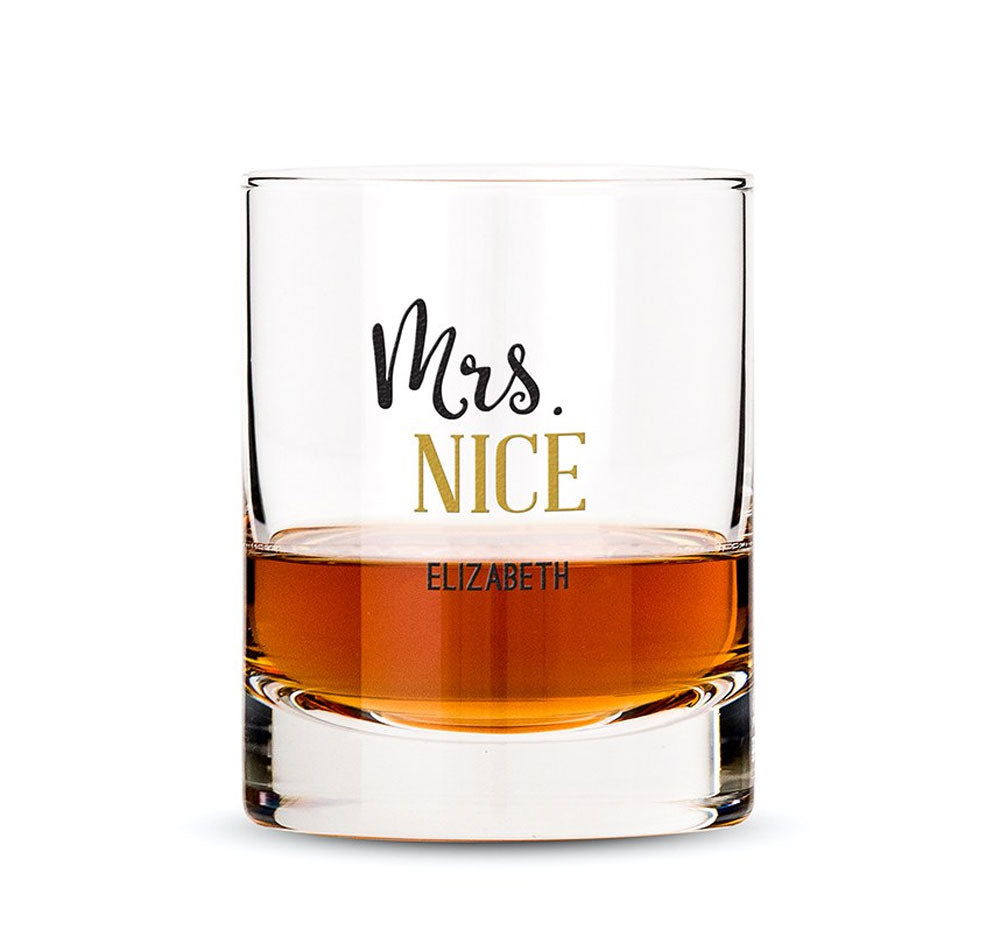 Personalized Whiskey Glass - Mrs. Nice