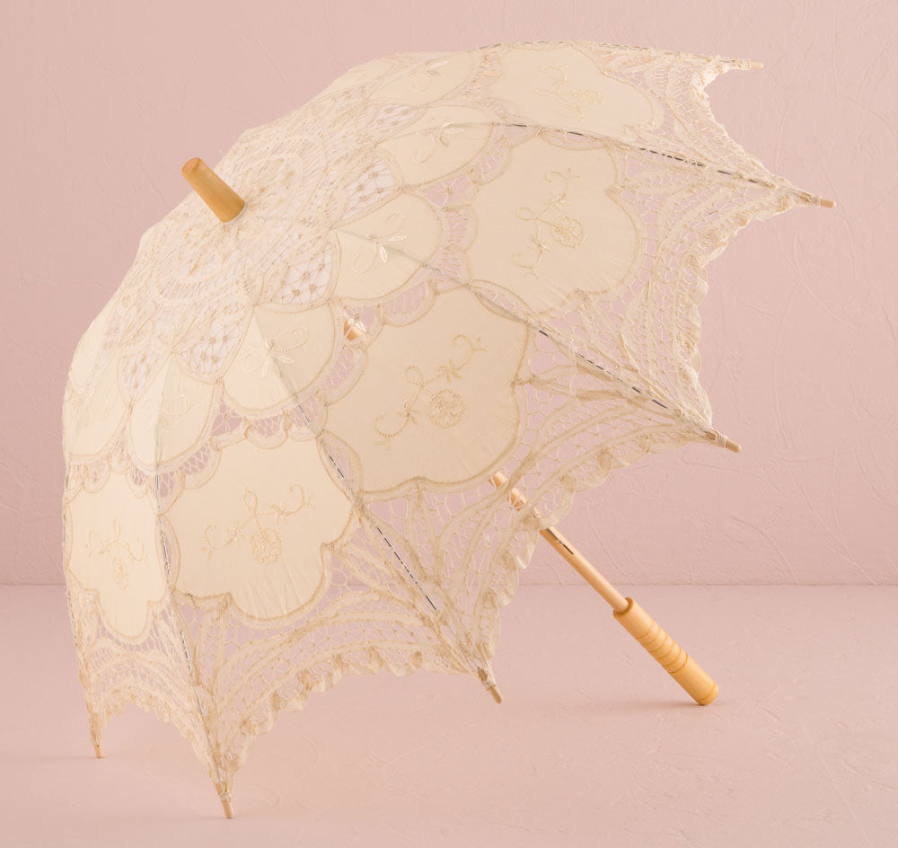 Ivory Battenburg Lace Parasol - Standard