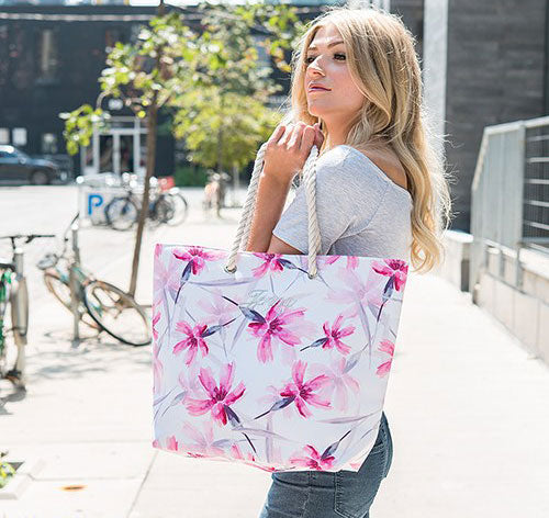 Personalized Bridesmaid Tote Bag - Pink Floral