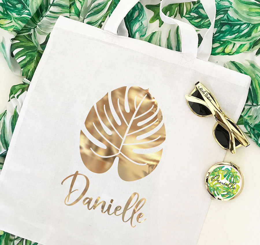 Personalized Tropical Foil Tote Bag